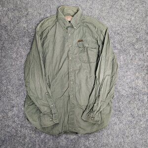 Woolrich Chamois Shirt VTG 90s Men‎ XL Green Long Sleeve Button Down Pocket